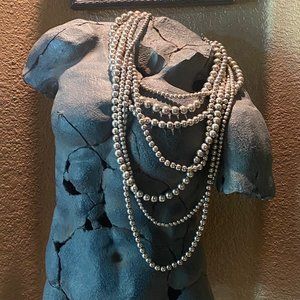 Multi Strand Silver Bead Necklace